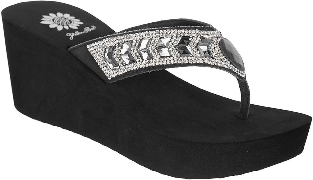 yellow box flip flops white