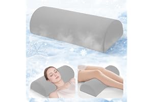 Ruizman Under Knee Pillow for Sleeping on Back - Half Moon Bolster Pillow for Legs - Memory Foam Knee Pillow for Back Sleeping with Removable Cooling Cover (Dark Grey)