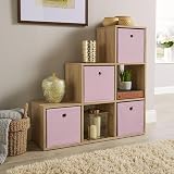 Home Source Step Style Storage 6 Cube Bookcase Oak Effect 90cm Wide view 6