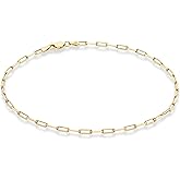 Miabella Solid 925 Sterling Silver 2.5mm Paperclip Link Chain Anklet Ankle Bracelet for Women, Made in Italy