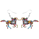 WEVENI Dainty Acrylic Running Horse Earrings Dangle Cute Pony Derby Earrings Jewelry for Women Accessories Gifts