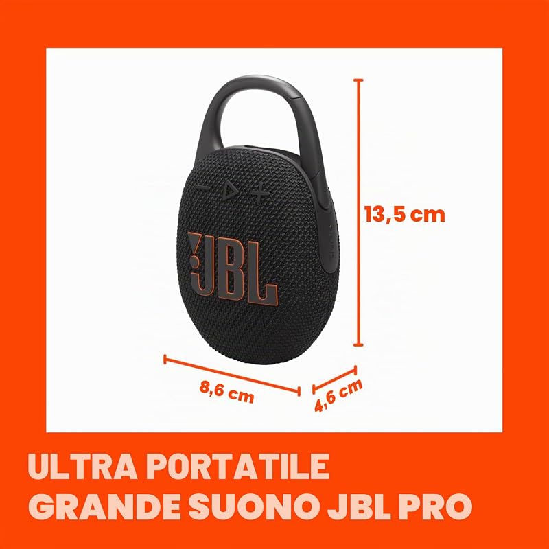 Clip 5, Speaker Bluetooth Portatile, Nero