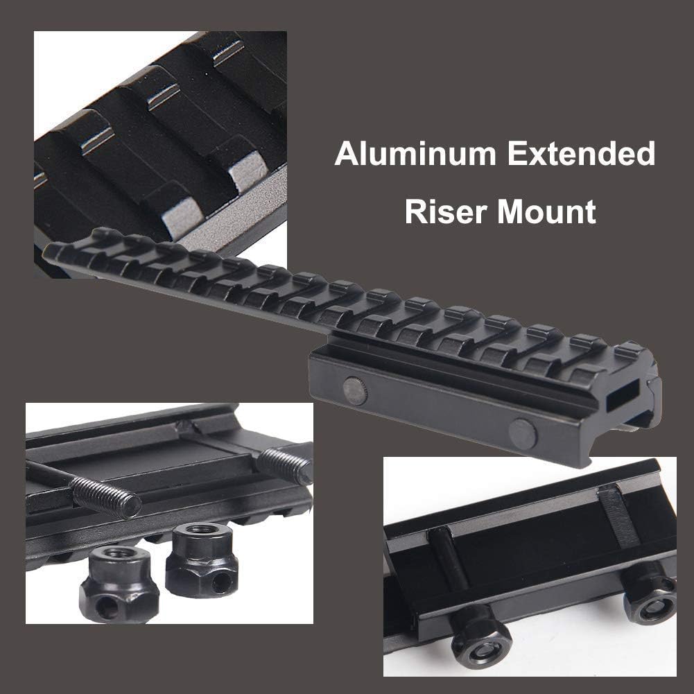 0.5" Extended Riser Scope Mount Medium profile aluminum Picatinny Riser