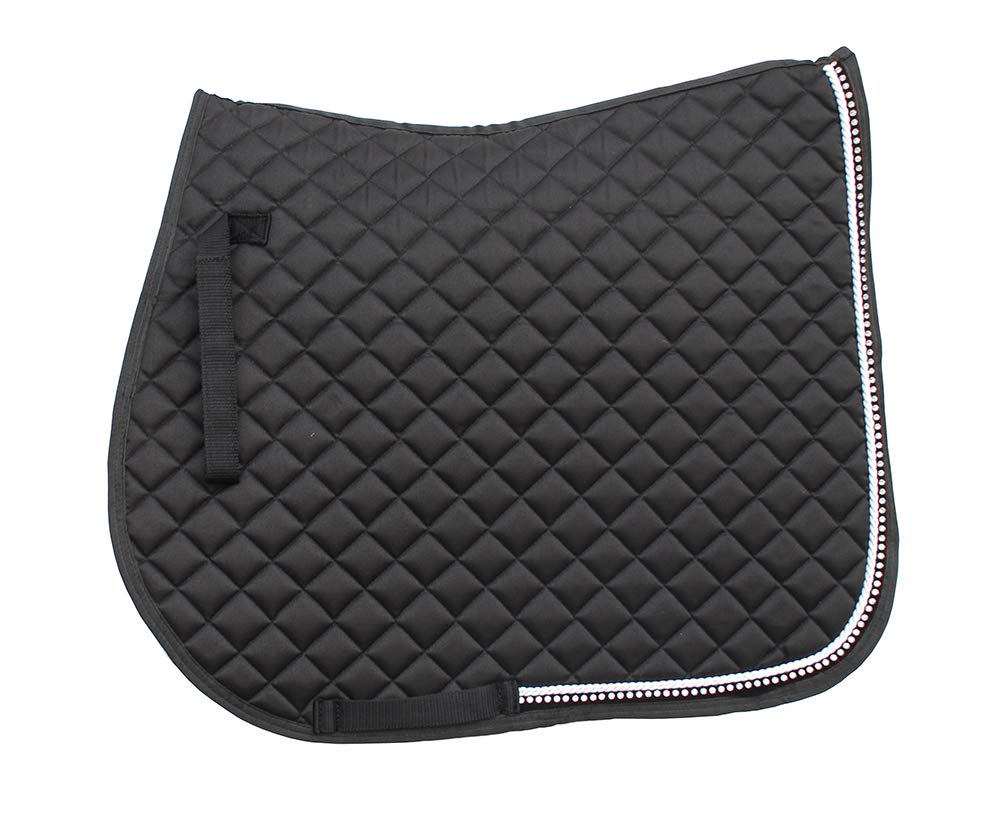 Rhinegold Elite Diamante Trim Saddle Cloth-Full-Black