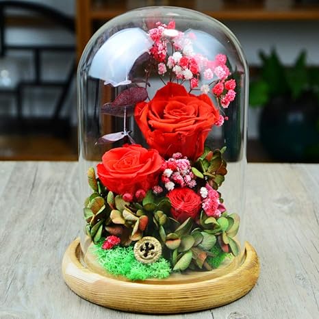 Lxj Regalo De Flor Eterna Eterna Rosa Bao Que Flores Secas Flor Cristal Tapa Regalo Caja Regalo De Cumpleanos Decoracion Del Hogar Phincon Com