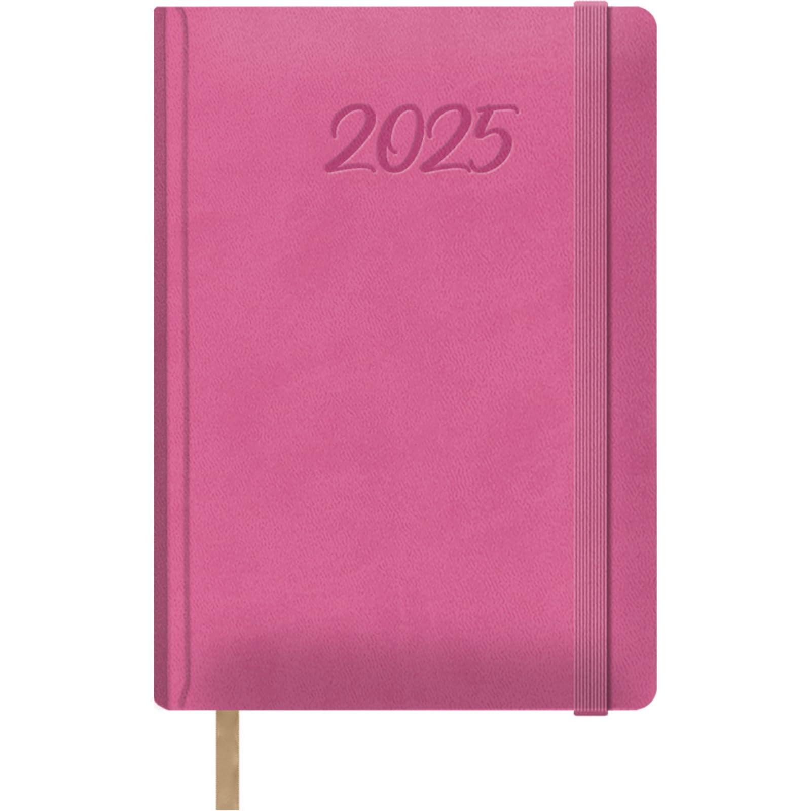 Dohe - 2025 Diary – Day by Page, A5 Size (15 x 21 cm), 12 Months January to December, Leatherette Hardcover, Planner in Spanish, Office Supplies - SAMBA Fuchsia