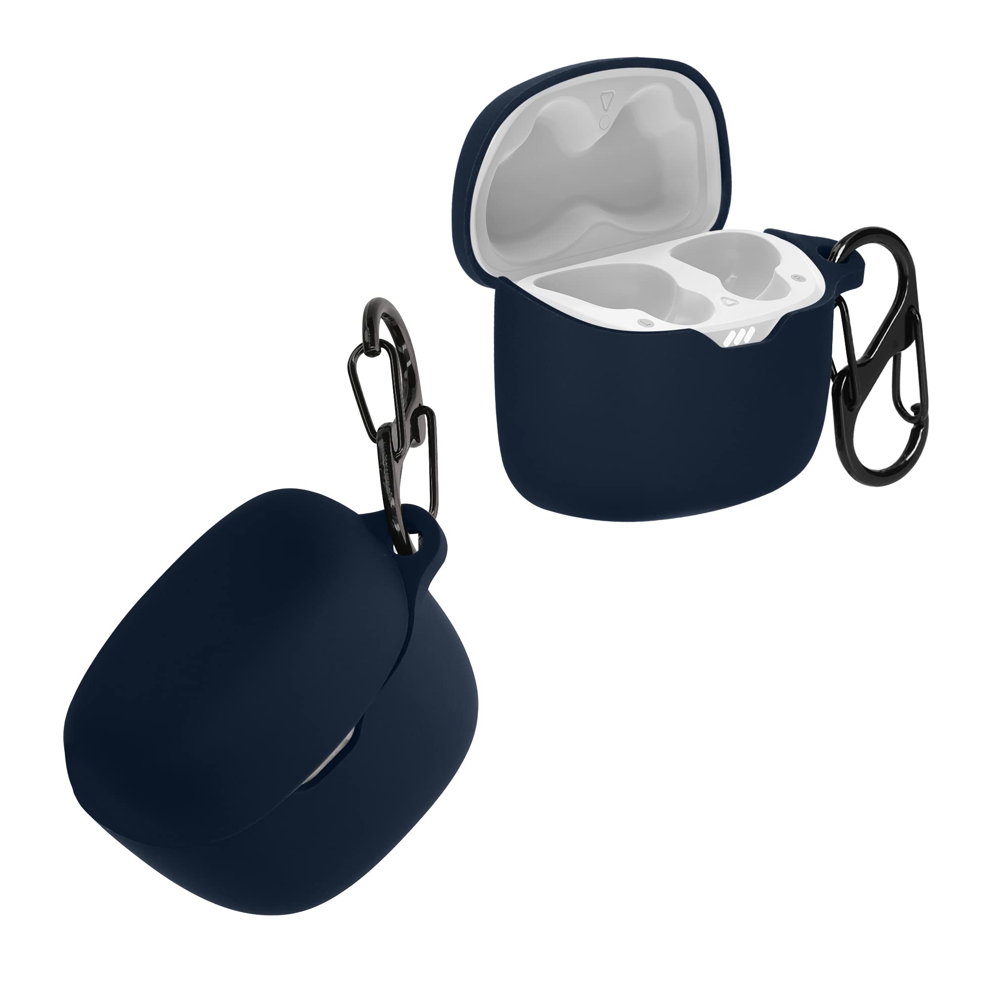 kwmobile Case Compatible with JBL Tune Flex Case - Silicone Cover Holder for Earbuds - Dark Blue