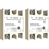MAKERELE 2PCS SSR-40DA Input 3-32V DC to Output 24-380V AC 40A Single Phase Solid State Relay Module ，Solid State Relay 40A