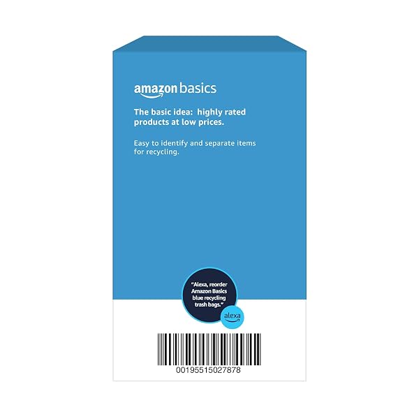AMAZON BASICS BLUE RECYCLING TRASH BAGS, UNSCENTED, 13 GALLON, 60 COUNT, PACK OF 1