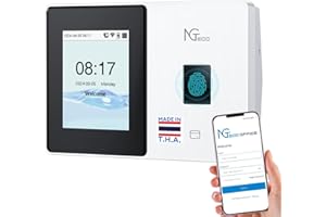 NGTeco Cloud-Based Time Clock, Fingerprint+RFID Time Clocks for Employees Small Business with Battery, 2.4G & 5G WiFi Remote Control Clock in Machine with Software ＆ iOS/Android App, No Monthly Fee