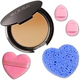 Beetbul Makeup & Exfoliation Kit - Bissú Compact Powder + 1 Medium Velvet Puff + 2 Finger Puffs + 1 Facial Exfoliating Sponge (14 Cappuccino, One Size)