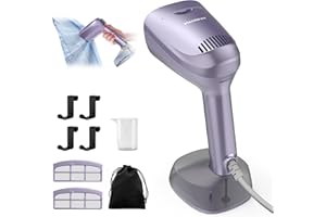 Mxnsewr Vacuum Steamer for Clothes, Handheld Travel Garment Steamer with 3500Pa Suction and 400ml Big Capacity, 2-in-1 Steamer ＆ Iron with Large Ceramic Heat Panel, 110v-120v