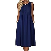 Zeagoo Summer Dresses for Women Flowy Aline Casual Midi Tank Dress Beach Boho Vacation Sundresses Shift Dress with Pockets