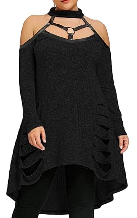 plus size ripped sweater dress