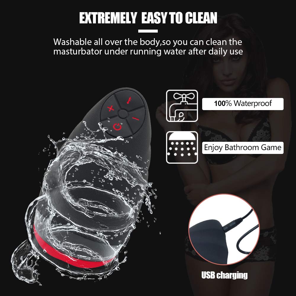 Dulexo Masturbador Multifuncional 3-en-1, vibrador para sexo oral con canal ejercitador de glande, función de calentamiento 6 modos juguete sexual para masturbación masculina