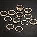 Min 10Pcs Bohemian Vintage Crystal Knuckle Joint Nail Ring Set Sun Moon Ring Set Finger Rings (Gold Set(12Pcs))