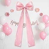 Daifunli 20 x 47 Inches Extra Large Pink Satin Bows for Coquette Room Decor Giant Bow Birthday Party Decorations for Home Wall Valentine's Spring Wedding Baby Shower Party Decor