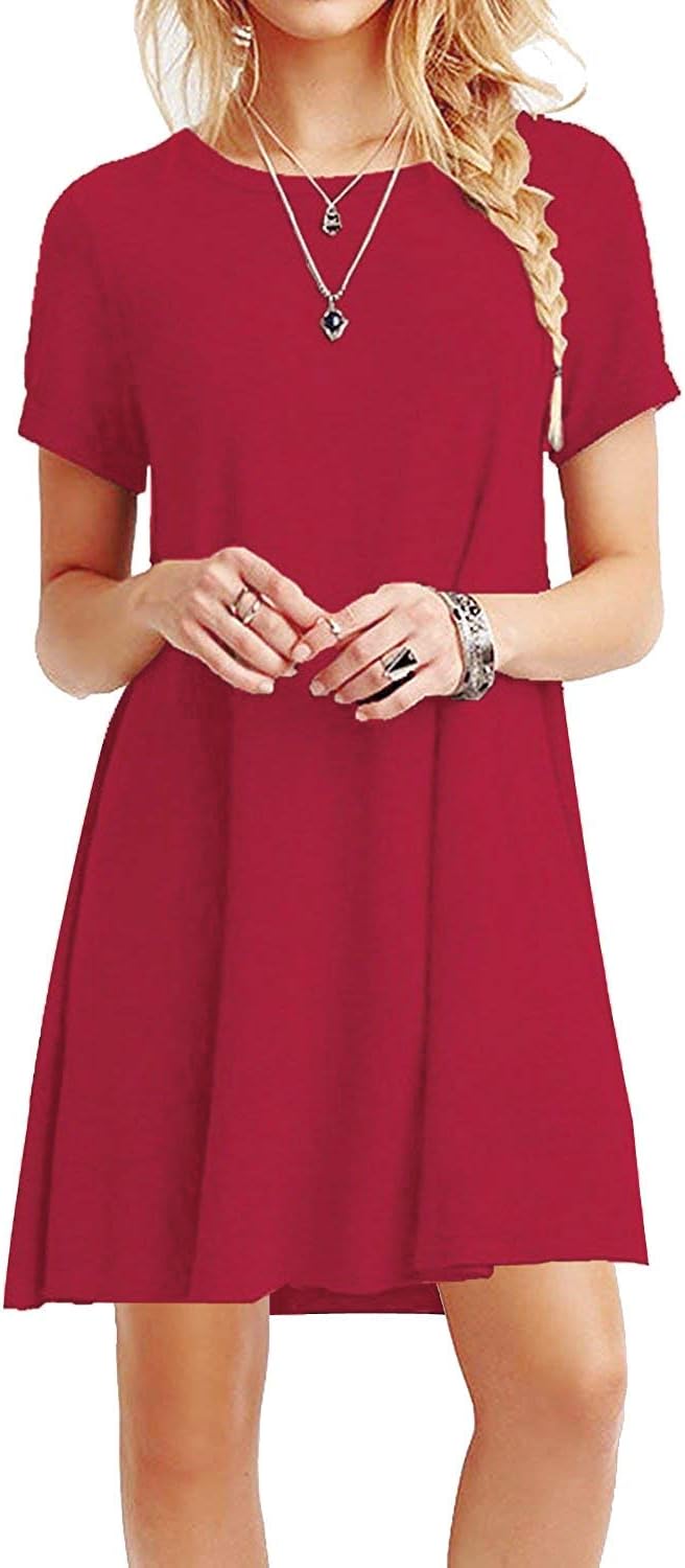 YOUCHAN Tshirt Dress Women Summer Swing Dresses Tee Shirt Short Sleeve Casual Basic Tops T-Shirt A line Loose Fit