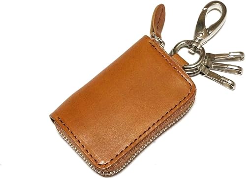 Amazon Tochigi Leather とちぎ革 キーケース スマートキー 栃木レザー フック付き ラウンドジップ 天然皮革仕様 牛革 日本製 ブラウン キーケース