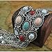 SUNSCSC Vintage Retro Rhinestone turquoise Long Boho Bohemian Statement Necklace for Women (Silver Plated)