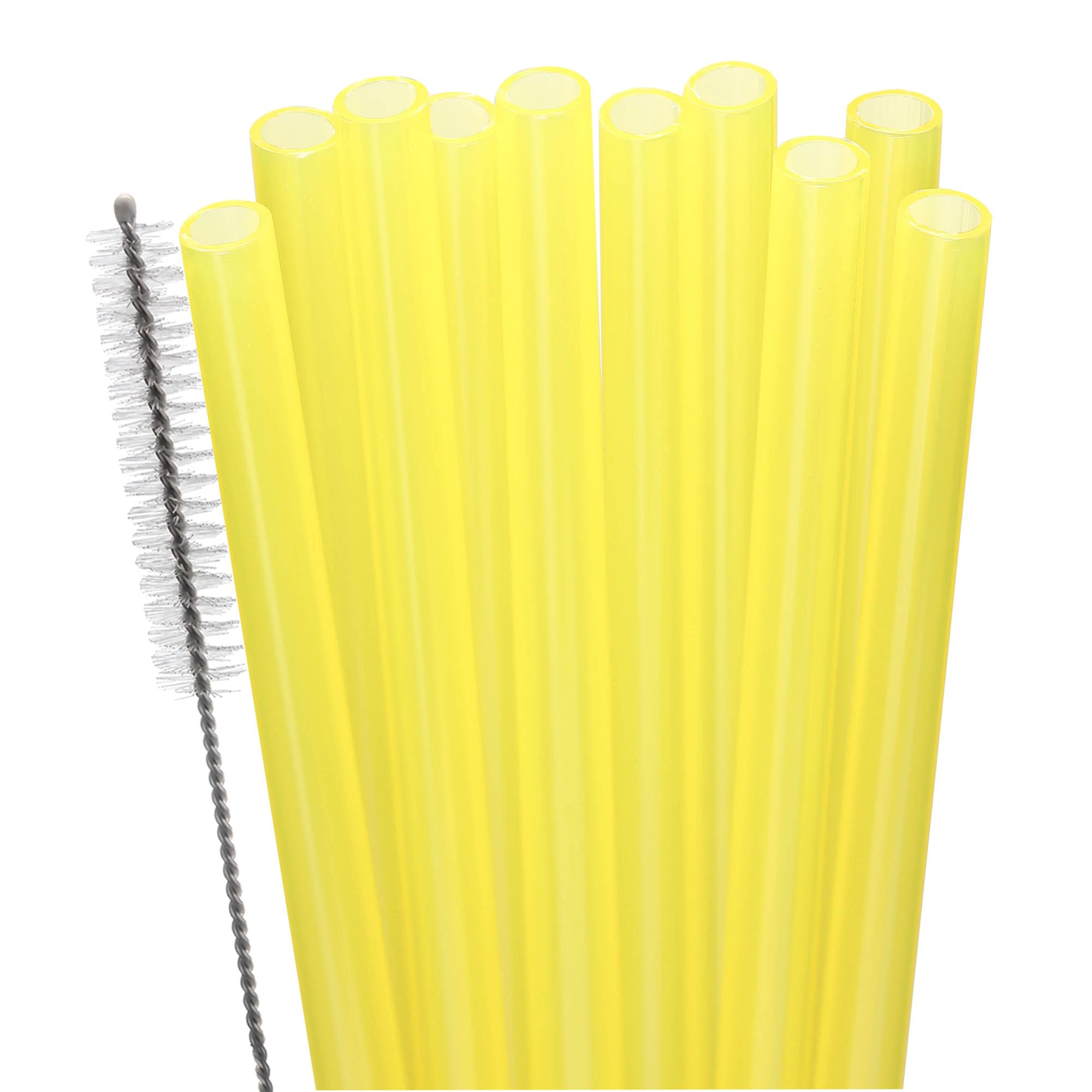 Photo 1 of Dakoufish Replacement Straw for Stanley|Owala|Simple Modern 40oz 30oz Tumbler,10 Pack 12 Inch Yellow Reusable Straws With Cleaning Brush for Stanley Cup Accessorie,BPA Free,Dishwasher Safe