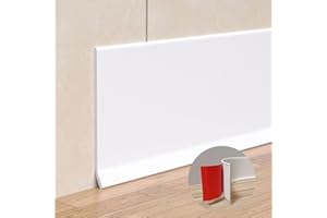 Risunpet Peel and Stick Baseboard Trim, 4 Inch Rubber Baseboard Vinyl Wall Base, Flexible Baseboard Molding Trim, Adhesive Baseboard Trim Rubber Cove Base(20Ft, White)