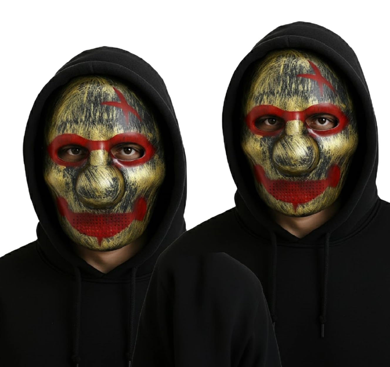 Komonee 2 x Halloween Mask Big Nosed Smile Gold Costume Adult Outfit Scary Spooky Horror Party Face Fancy Dress Cosplay For Men Women (HM9)