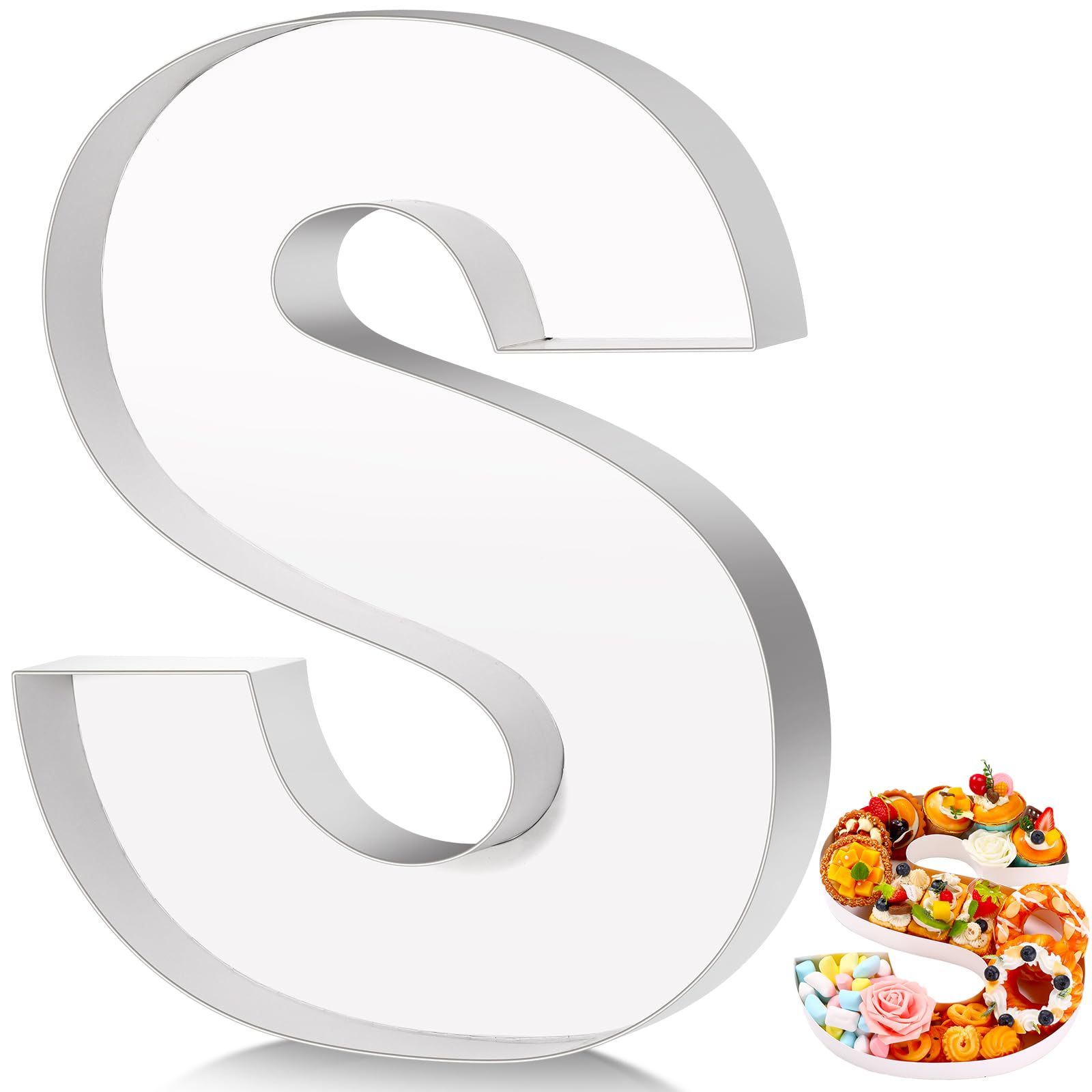 Photo 1 of ***(MINOR DAMAGE)***Mifoci 13.7" Fillable Paper Mache Cardboard Letter for Charcuterie Birthday Party and Anniversary Fillable Paper Mache Chocolate Candy Decoration(Letter S)