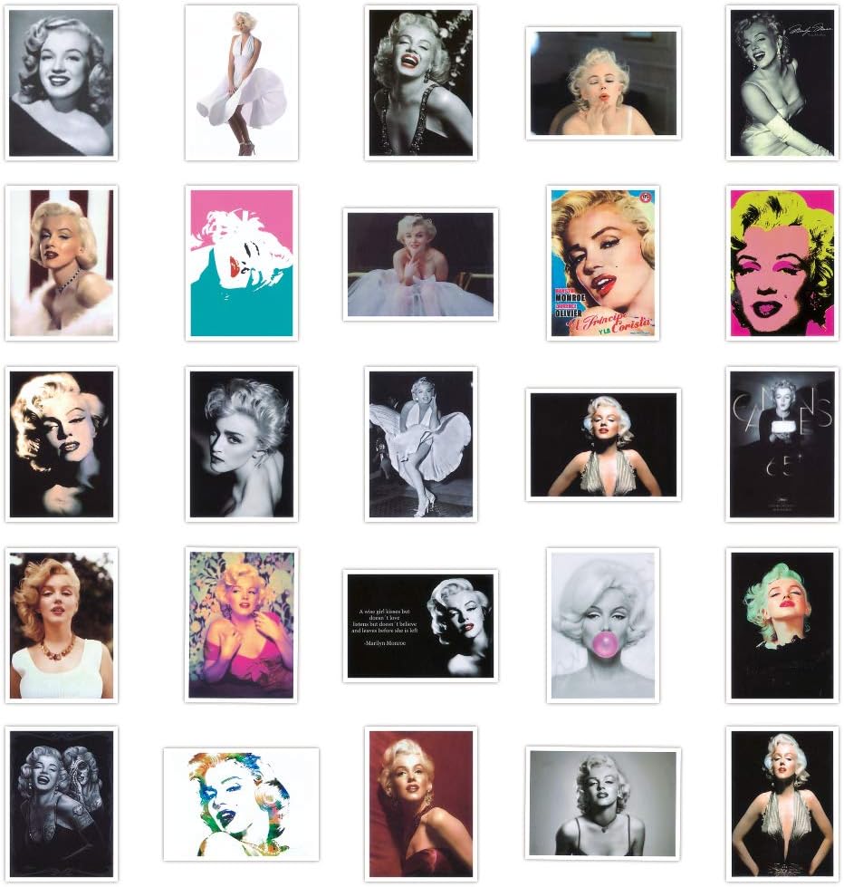 Actress Marilyn Monroe Stickers Decal 25PCS, Waterproof Durable Trendy Vinyl Laptop Decal Stickers Pack for Teens, Water Bottles, Computer, Travel Case (Marilyn Monroe)