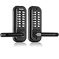VEVOR Mechanical Keyless Entry Door Lock, 14 Digit Keypad, Double-Sided Embedded Outdoor Gate Door Locks Set with Handle and Keypad, Water-Proof Zinc Alloy, Easy to Install, for Yard, Garden, Garage