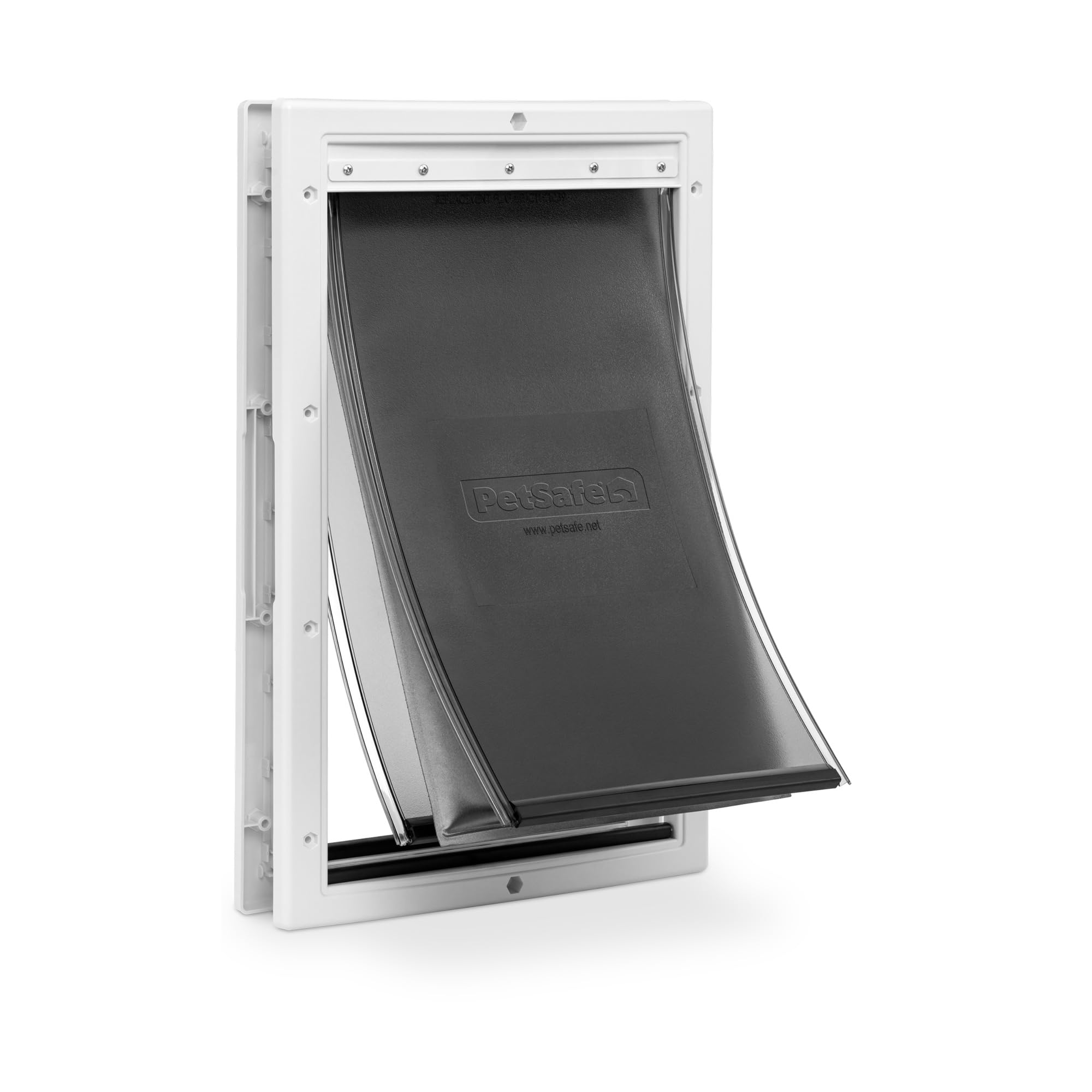 PetSafe Extreme Weather Plastic Pet Door – Energy-Saving Thermal Barrier Pet Flap with Slide-in Door Locking & Secure Flap Cover – Plastic Frame – for Dogs Up to 100 Lb – Large