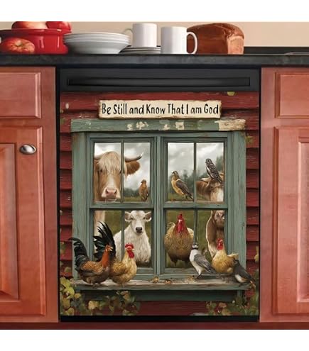 Highland Cow Dishwasher Magnet Cover - 23x26 Inch Decorative Sticker For Kitchen Appliances, Farmhouse Decor