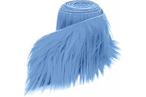ADLBBKIY Sky Blue 2x60Inch Faux Fur Shaggy Plush Faux Fur, Fabric Precut Strips Fluffy Fuzzy Faux Fur, Craft Beard Hair, Beard Miniature Dolls Rugs Mats Gift, Winter Halloween Christmas Costume Party Decor