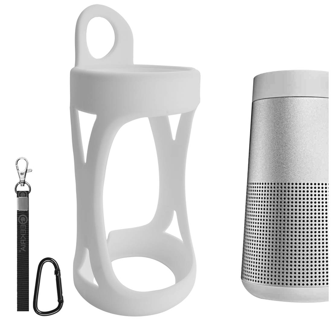Photo 1 of Geekria Silicone Speaker Case Cover, Compatible with Bose SoundLink Revolve, Replacement Bluetooth Speakers Travel Carrying Case with Keychain Hook