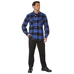 Rothco Heavy Weight Plaid Flannel Shirt, Blue, Large