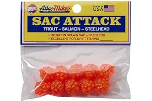 Atlas Mike's Sac Attack Imitation Salmon Fishing Bait Eggs (Pack of 10), Orange