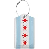 Chicago City Flag Luggage Tags for Suitcases Travel Suitcase Tags with Privacy Cover Id Label