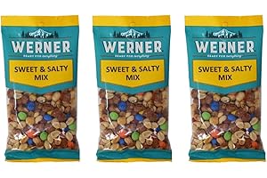 Werner Sweet and Salty Snack Mix Pack of 3 – Salty Peanut Trail Mix with Chocolate 6 Ounce Bags