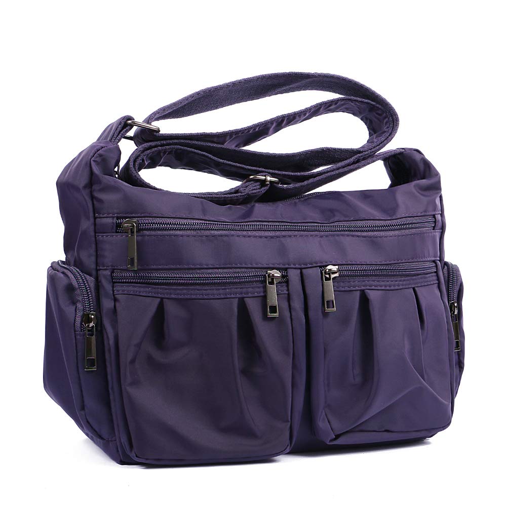 TENXITER Multi Pocket Shoulder Bag Corss-body Purse Waterproof Nylon Travel Handbags for Women
