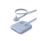 Anker Travel Power Strip, Anker Nano 67W Max 6-in-1 USB C Charger, 2 USB C | 2 AC, 2 USB A, 5ft Thin Undetachable Flat Plug Extension Cord with Multiple Outlets, Travel Essentials, Cruise Essentials