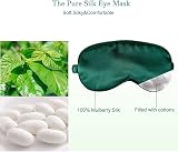 ECHOLLY 100% Mulberry Silk Sleep Mask Green with Travel Pouch & Ear Plugs view 2