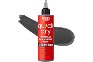 Red by Kiss Quick Dry Hair Bonding Glue, Professional Strong & Long-Lasting Weave Adhesive, Formaldehyde Free, Aloe Vera & Biotin Infused, Quick Weaving & Hair Extensions (8 fl.oz)