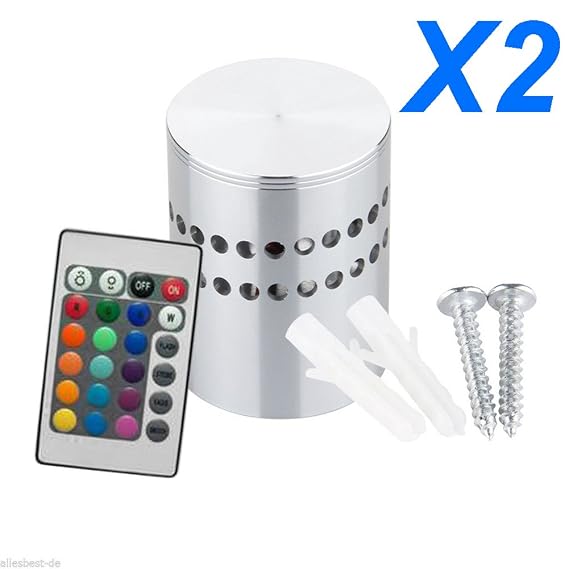 Etime 2x Rgb Wandleuchte Led Wandlampe Mit Fernbedienung Flurlampe