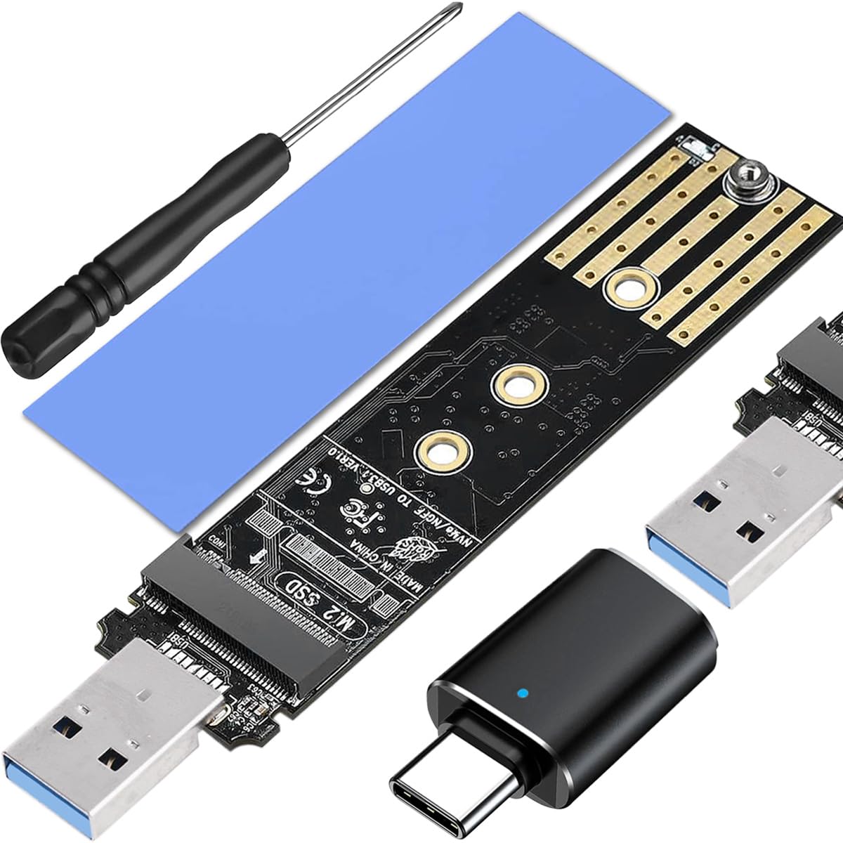Xiatiaosann M.2 to USB Adapter NVMe SSD to USB 3.1 Gen2 10Gbps PCI-E Converter Reader M Key & B+M Key for 2280 2242 2260 2230 SSD Hard Disk, NVMe SSD Enclosure Replacement Parts