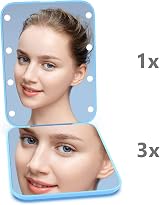 Kintion Pocket Mirror 1X 3X Magnification LED Compact Travel Mirror Blue view 2
