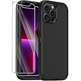 Annymall for iPhone 13 Pro Max Case with 2 Screen Protector,Shockproof Drop Protection Full Body Heavy Duty 3 Layer Military Rugged Durable Phone Cover for Apple iPhone 13 Pro Max 6.7" (Black)