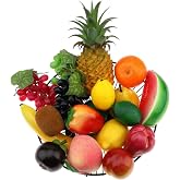 Meiwlong 18 Pcs Lifelike Plastic Artificial Fruit for Decoration | 18 assorted fake fruits, realistic look, no fade or rot, fruit bowl filler, table centerpiece, home decor, photography props