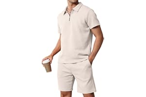 Mens Short Sets 2 Piece Summer Outfits Polo Shirt and Shorts Set Casual Short Sleeve Sweatsuit Tracksuit Loungewear