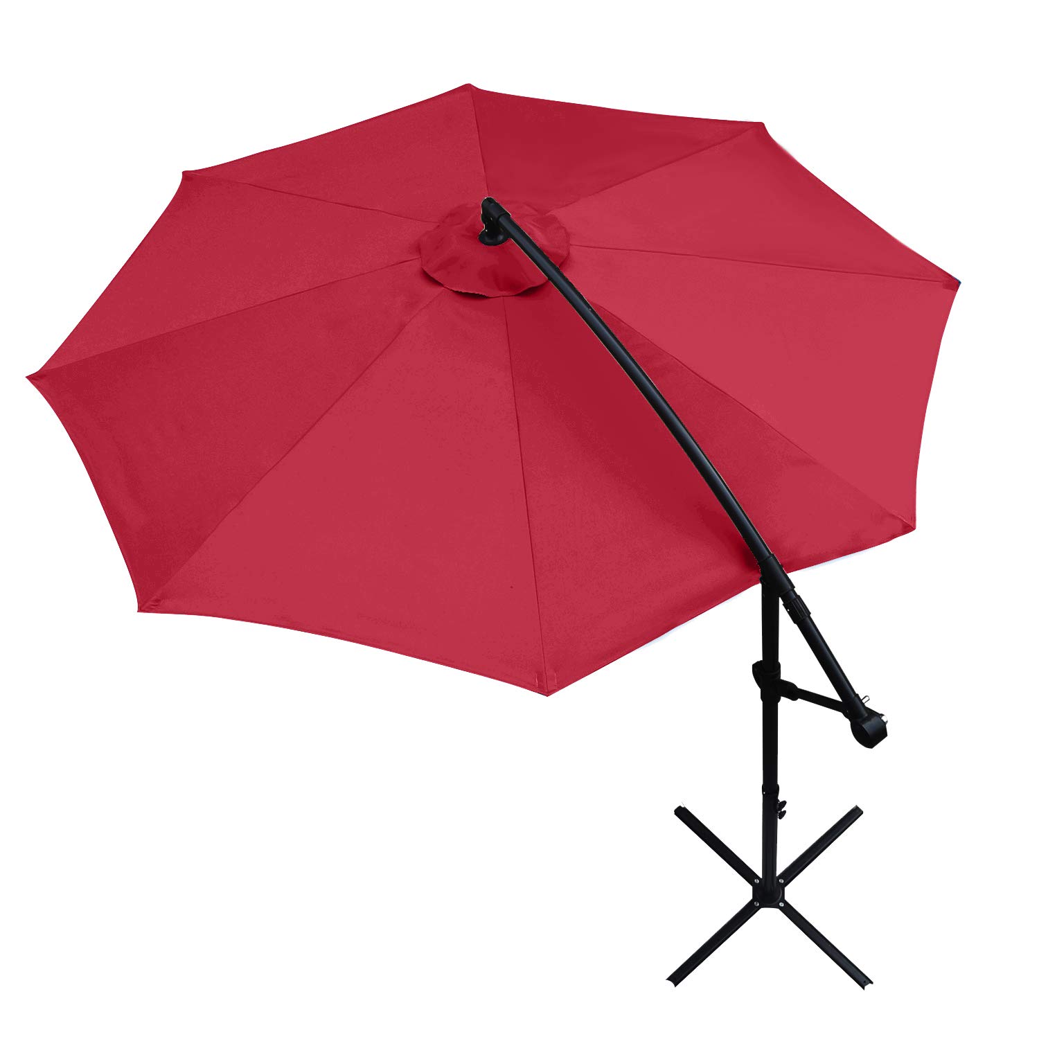 ABCCANOPY Patio Umbrellas Cantilever Umbrella Offset Hanging Umbrellas 10 FT Outdoor Market Umbrella with Crank & Cross Base for Garden, Deck, Backyard, Pool and Beach, 12+ Colors (Vermilion)