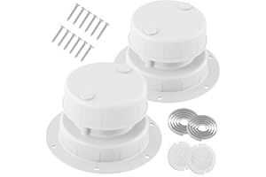 WANDWEL Aluminum RV Plumbing Vent Cap Cover with Screen - Weatherproof Metal Replacement Kit for Camper, Travel Trailer, Motorhome Sewer Roof Top - Fit for 1" to 2-3/8" OD Pipe (White, 2 Packs)